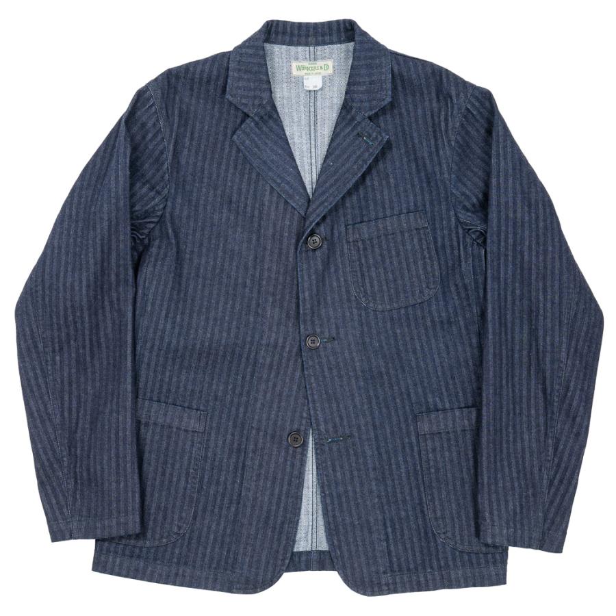 WORKERS ワーカーズ Lounge Jacket, Indigo Herringbone ラウンジ