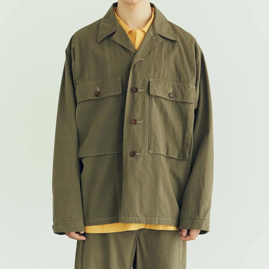 10％COUPON配布中　ARMY TWILL /Vintage Gabardine Shirt JK KHAKI ミリタリージャケット シャツ｜obtbamsic｜18