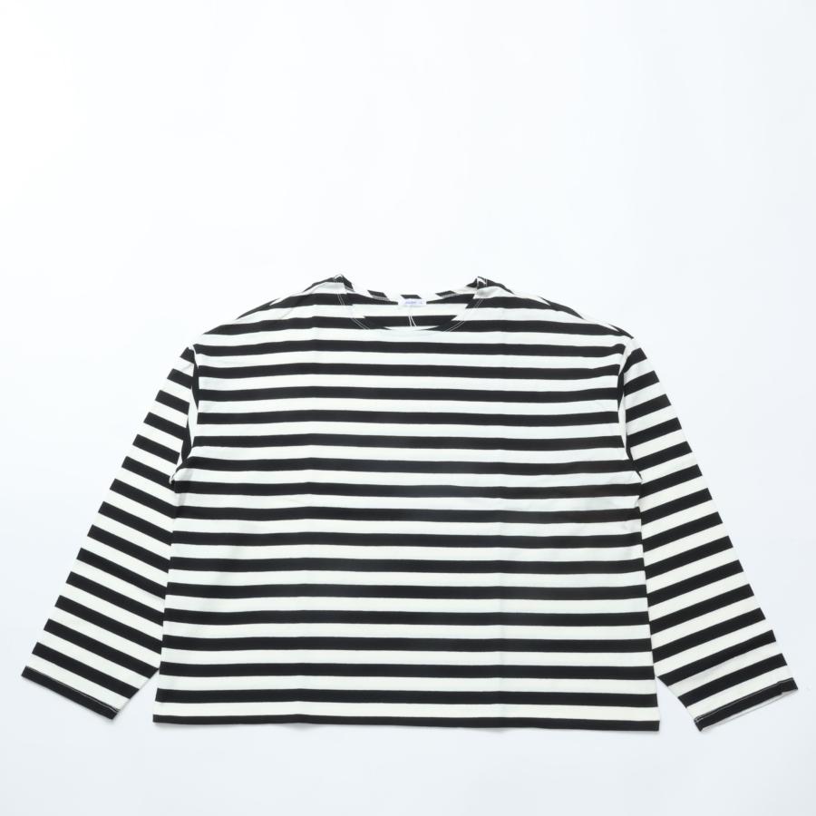 maillot（マイヨ） maillot / Border Big Boat Neck Tee BLACK