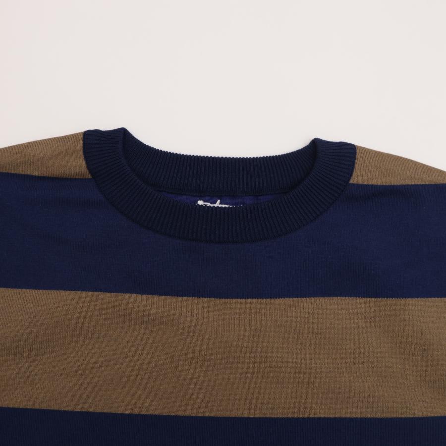マイヨ maillot ワイドボーダーロングTee ネイビー×カーキ maillot / Wide Border Long-Tee (ワイドボーダーロングTee) MAK