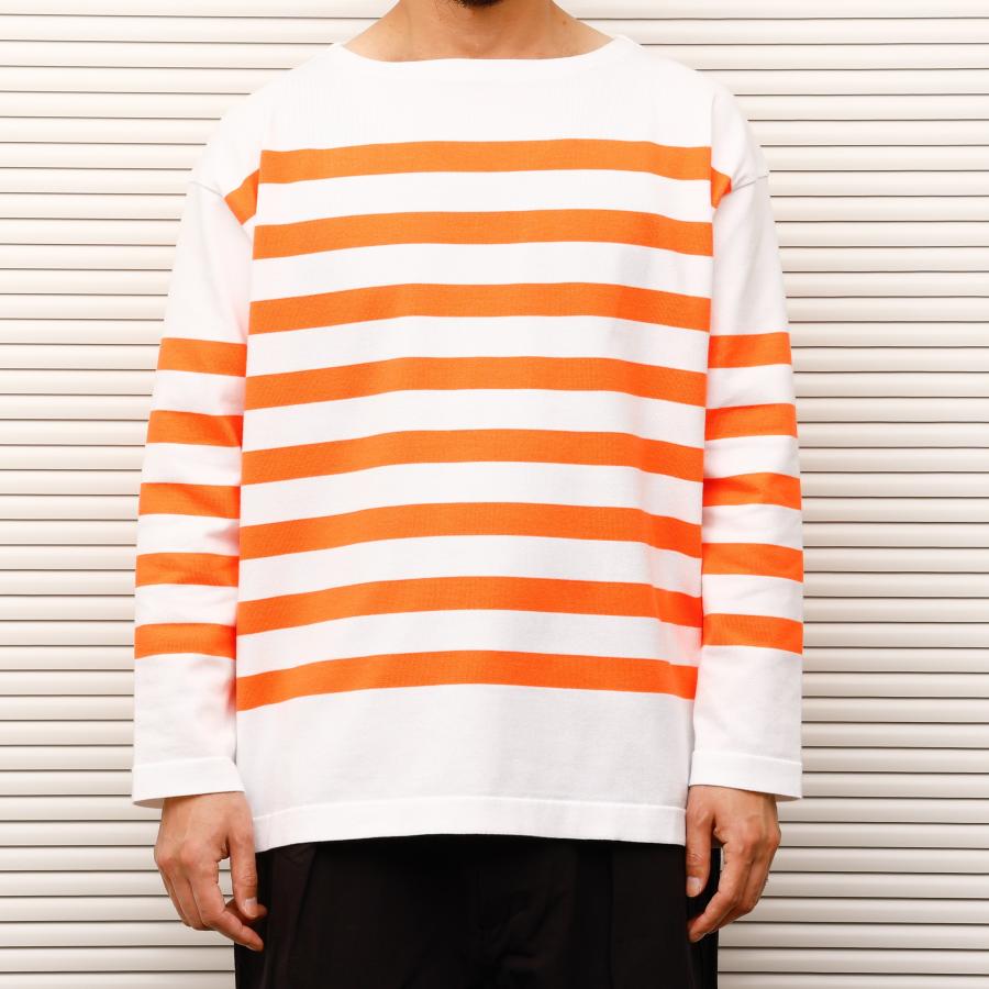 ブッチャープロダクツ アットラスト カットソー　オレンジ/ホワイトボーダー maillot（マイヨ） Panel Border Basque MAK-23111 WHITE*WIDE HI