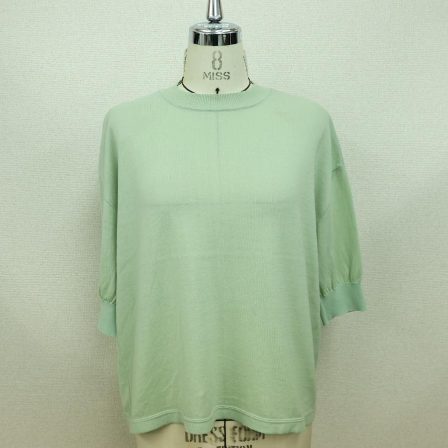 MEYAME（メヤメ） MEYAME / COTTON KNIT TEE GREEN ニットTシャツ
