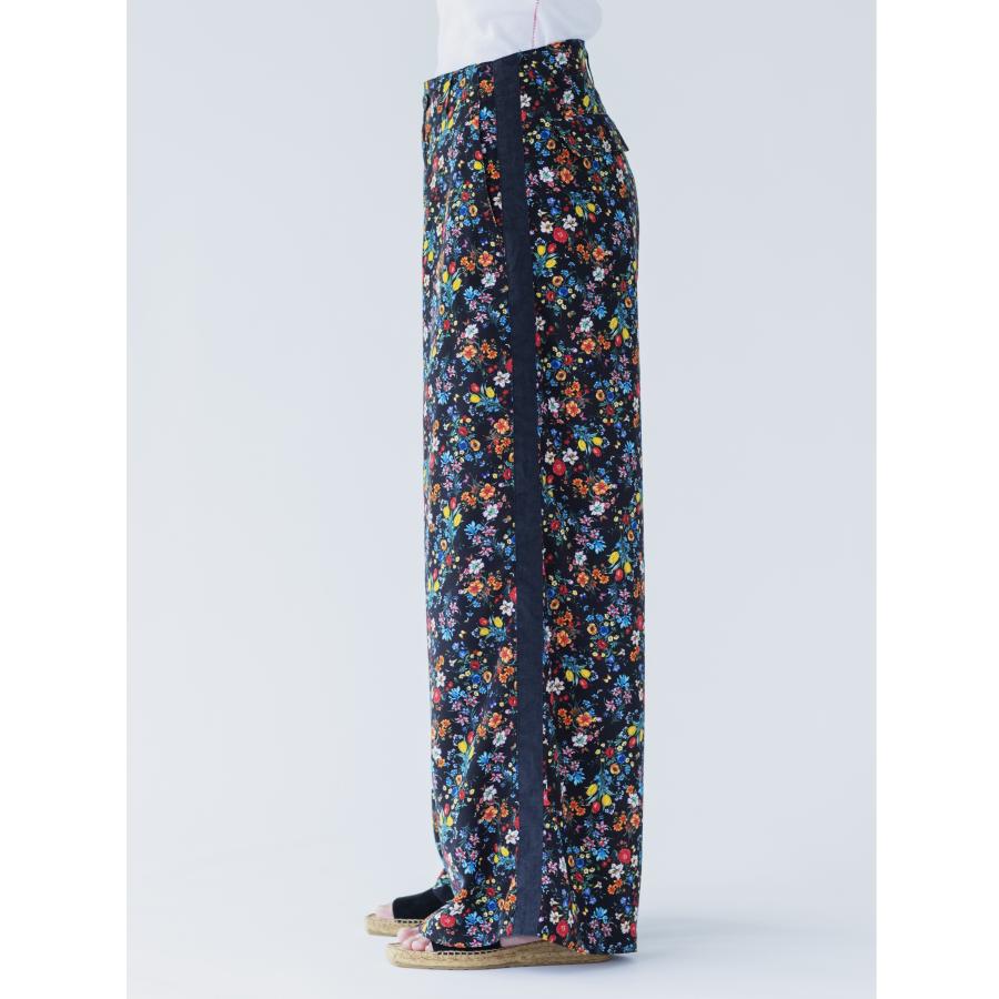 MEYAME（メヤメ） MEYAME / SIDE LINE WIDE PANTS (FLOWER) BLACK