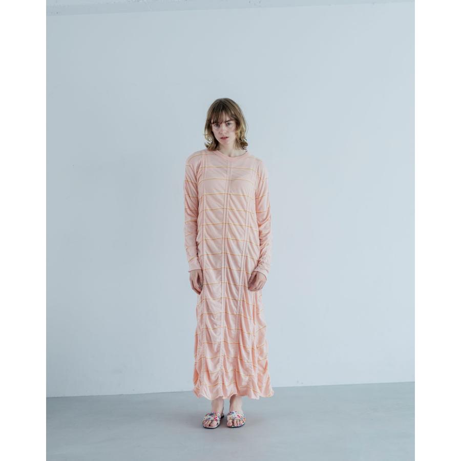 MEYAME（メヤメ） TUCKED JACQUARD BORDER DRESS HEATHER GREY タック