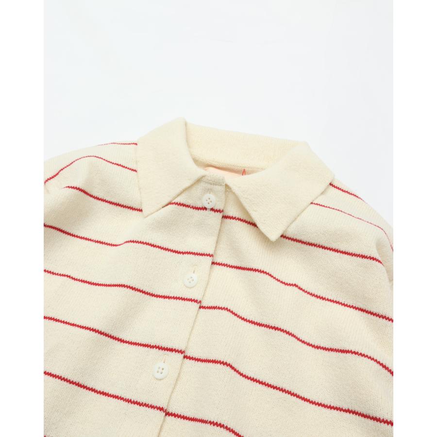 MEYAME（メヤメ） BORDER COTTON KNIT CARDIGAN WHITE ボーダー