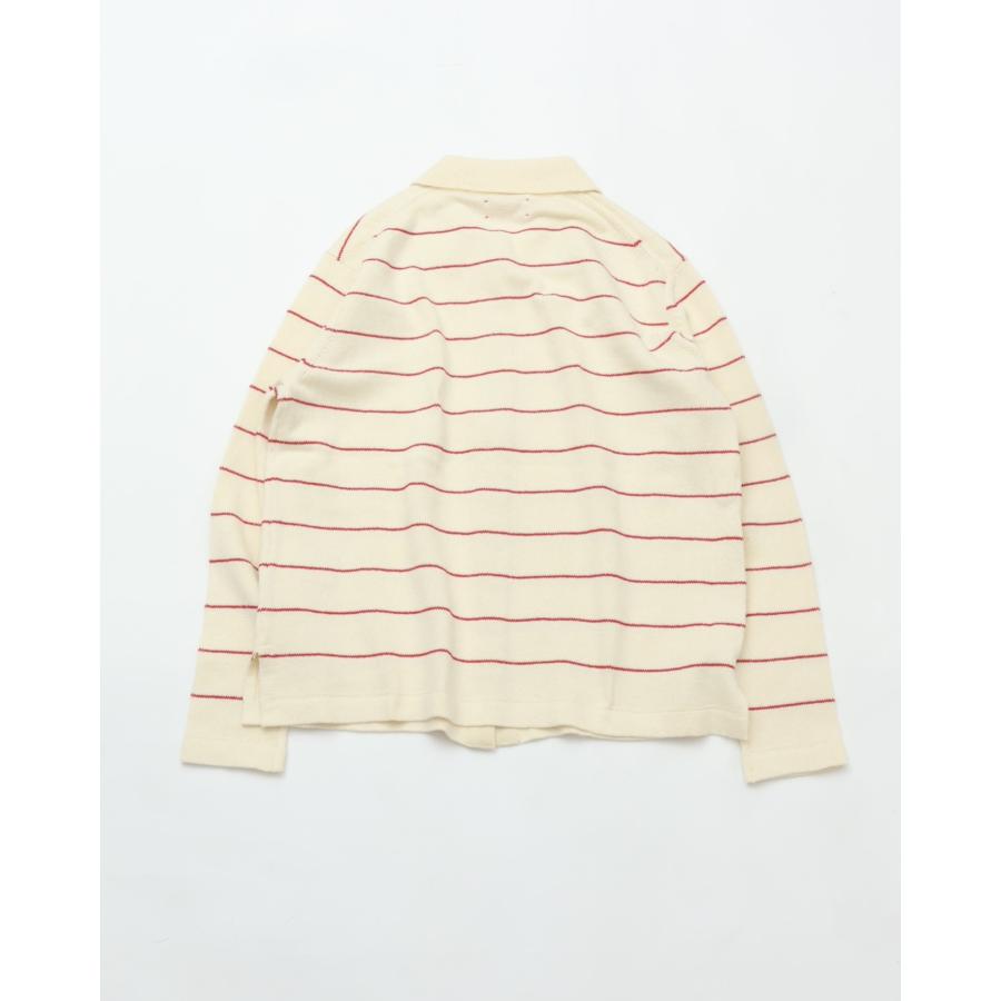MEYAME（メヤメ） BORDER COTTON KNIT CARDIGAN WHITE ボーダー