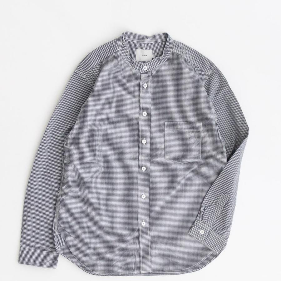 RINEN リネン 80/2ダウンプルーフ スタンドカラーシャツ 81.ギンガム 