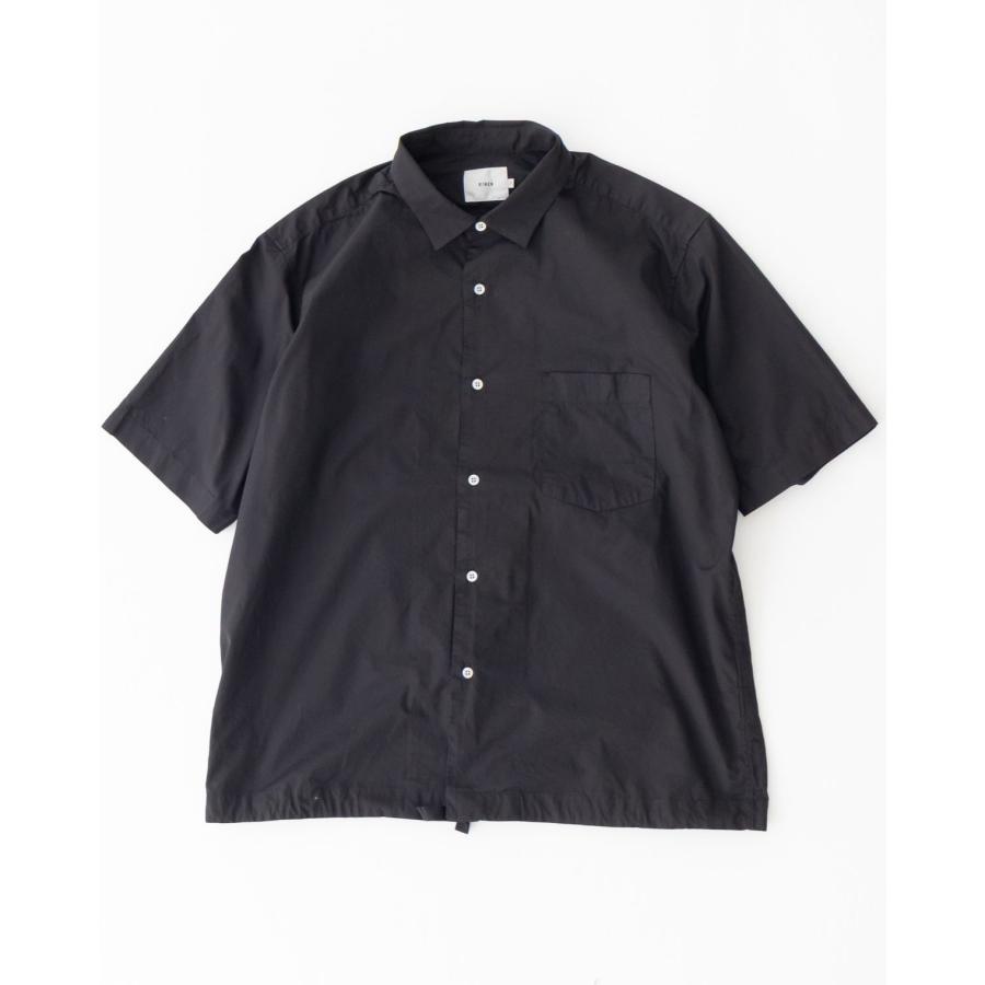 RINEN / 70/1ツイル 裾ヒモ半袖レギュラーカラーシャツ 10クロ