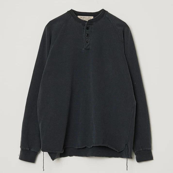 REMI RELIEF SP加工8/天竺ラグランヘンリーロンT(無地) BLACK Tシャツ