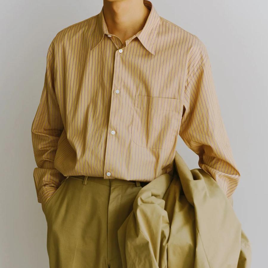 Riprap アイボリー コットンシャツ Riprap リップラップ FF REGULAR COLLAR SHIRT (COTTON POPLIN STRIPE