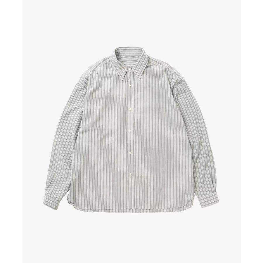 Sillage シアージ wide shirts deadstock watahiko tex grey stripe