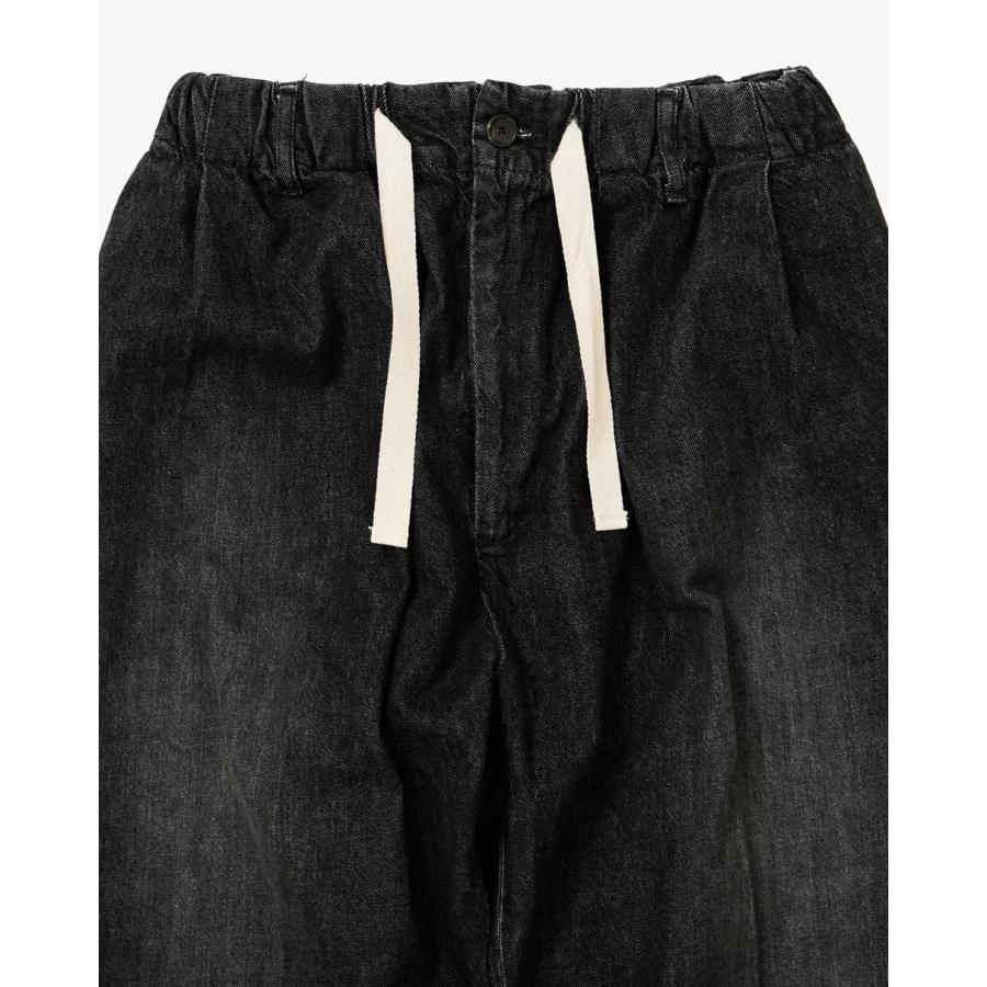 【美品】sillage バギートラウザー パンツ 黒 Sillage シアージ baggy trousers black denim damaged バギー