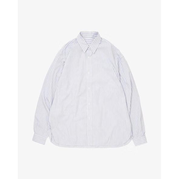 Sillage / wide shirt high count blue stripe シアージ ワイド
