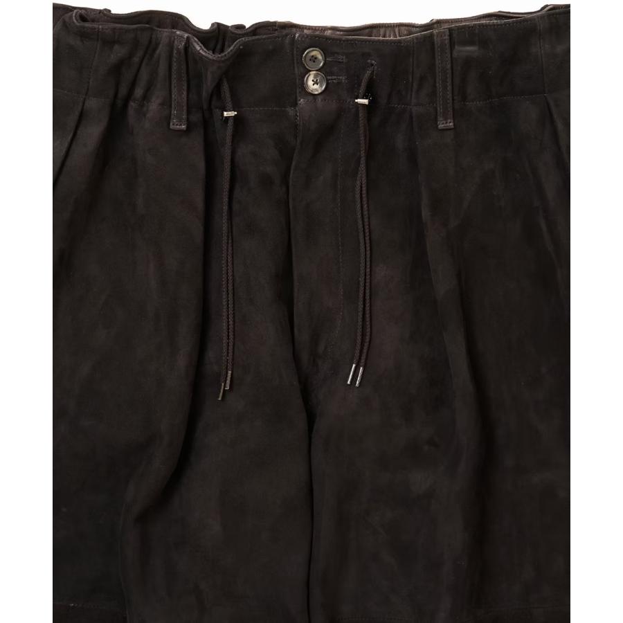 Sillage シアージ circular pants sheepskin black サーキュラーパンツ シープスキン ブラック レザー スエード パンツ 革の画像