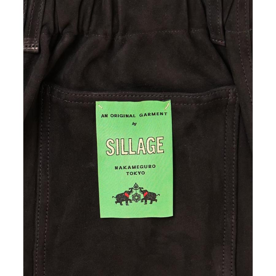Sillage シアージ circular pants sheepskin black サーキュラーパンツ シープスキン ブラック レザー スエード パンツ 革の画像