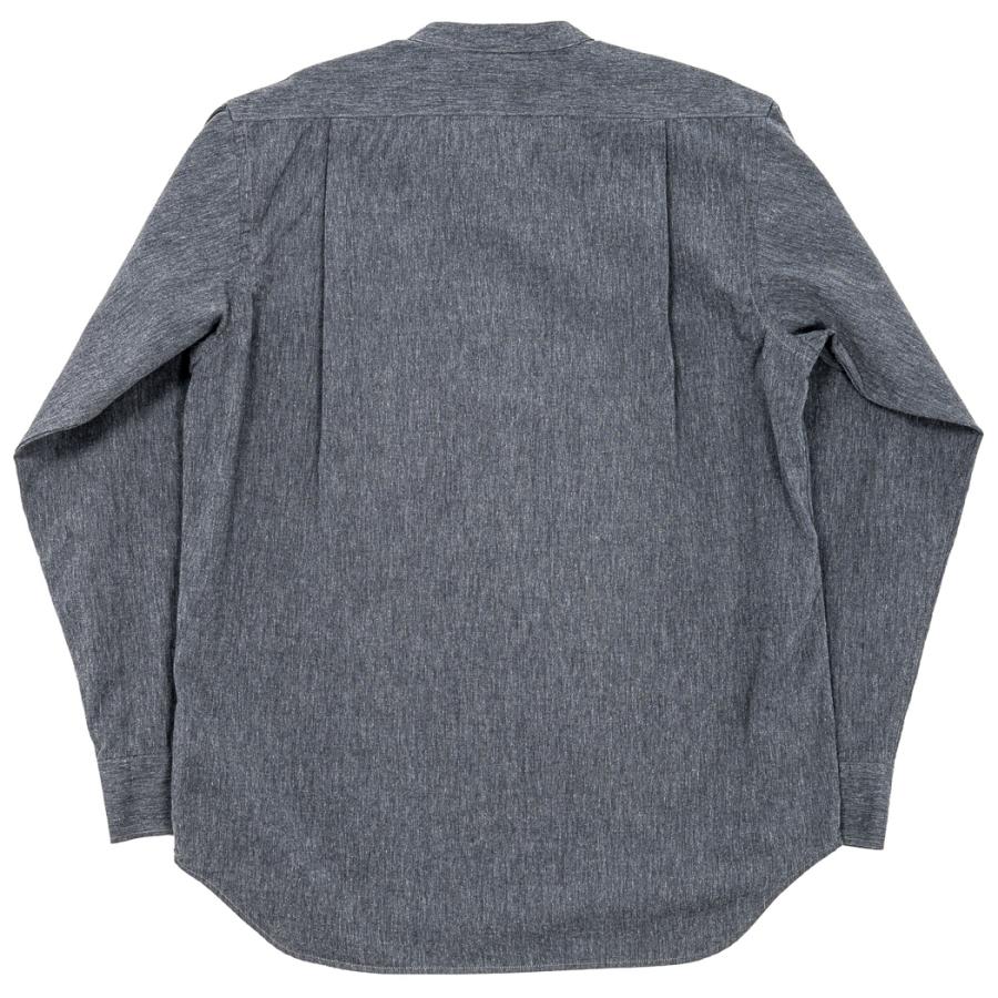 予約商品 WORKERS ワーカーズ Band Collar Shirt, Black Chambray