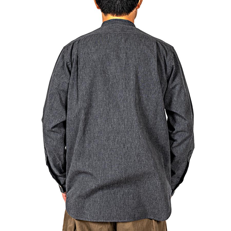 クローバル cloveru ブラックシャンブレー 予約商品 WORKERS ワーカーズ Band Collar Shirt, Black Chambray
