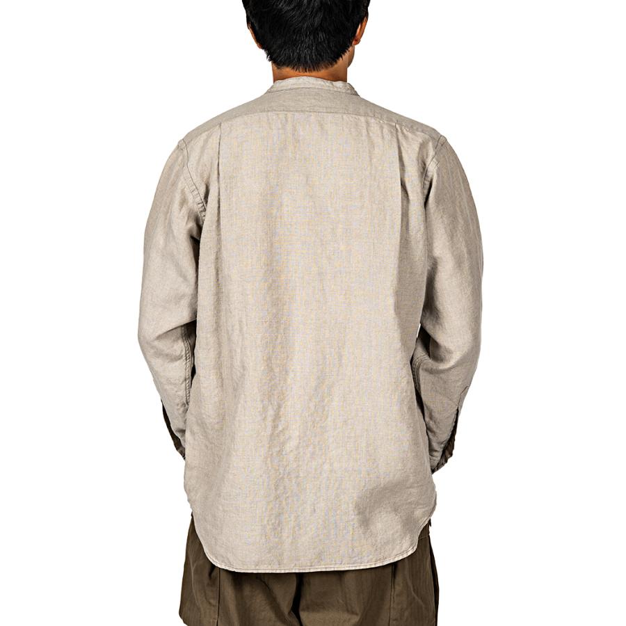 WORKERS ワーカーズ Band Collar Shirt, Ecru Linen バンドカラー