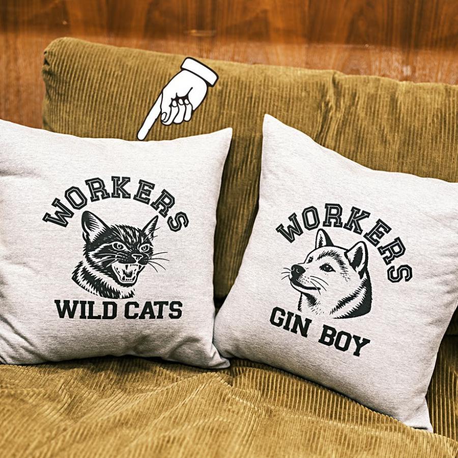 WORKERS ワーカーズ Cushion Cover/ Wild Cats クッションカバー 45cm