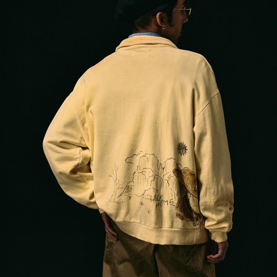 COUPON配布中 Work of Art Kendai / Damaged Half Zip SH コットン 