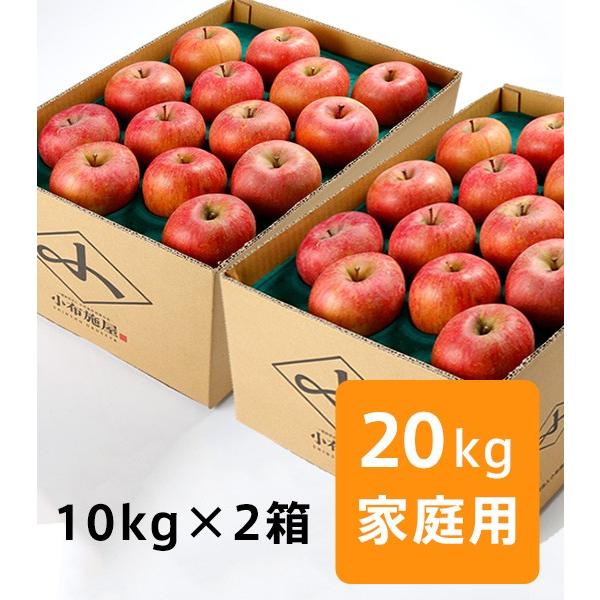 りんご サンふじ『風のいたずら』家庭用 約20kg（10kg×2箱） /常温便 送料無料 長野 産地直送 フルーツ 果物 訳あり｜obuse-ya63