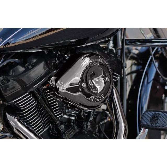 S\u0026S Cycle エスアンドエスサイクル ステルス エアクリーナー ティアドロップ スモーキークローム Lava Chrome カバーノミ 170-0779の画像