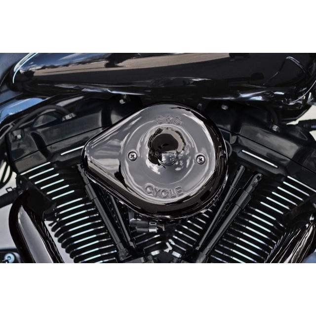 S\u0026S Cycle エスアンドエスサイクル ステルス エアクリーナー ティアドロップ スモーキークローム Lava Chrome カバーノミ 170-0779の画像