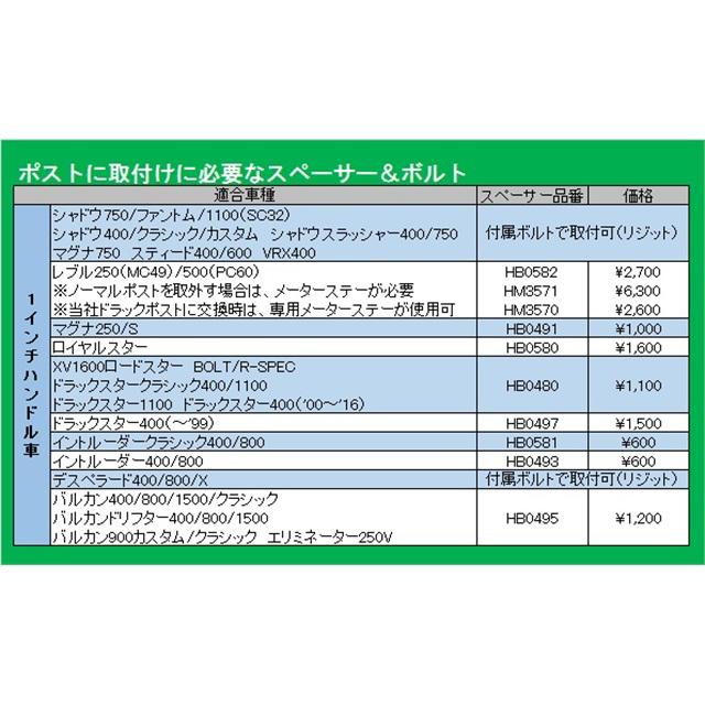 在庫有り HURRICANE ハリケーン ライザーポスト プルバック 8インチ 25.4mmハンドル用 クロームメッキ HB0539の画像