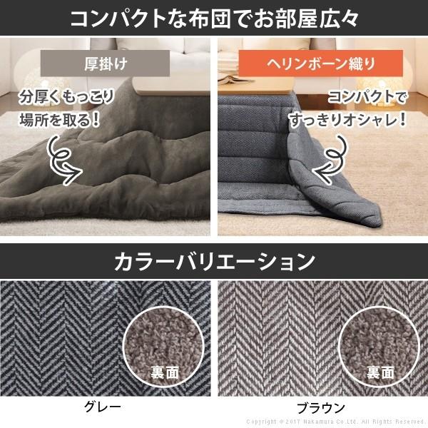 こたつ テーブル おしゃれ 古材風アイアンこたつテーブル-ブルックスクエア80ｘ80cm ヘリンボーン織り掛布団 2点セット ブルックリン テレワーク 在宅ワークの画像