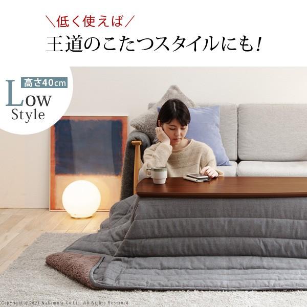 こたつ テーブル 長方形 ソファで使えるフラットヒーターこたつ-ブエノ 105x55cm ヘリンボーン織り掛布団 2点セット ソファこたつ テレワーク 暖房の画像