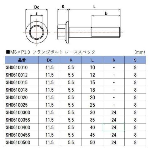 ACTIVE アクティブ チタン フランジボルト M6xP1.00 18mm(L) レーススペック SH0610018｜occrooms｜02