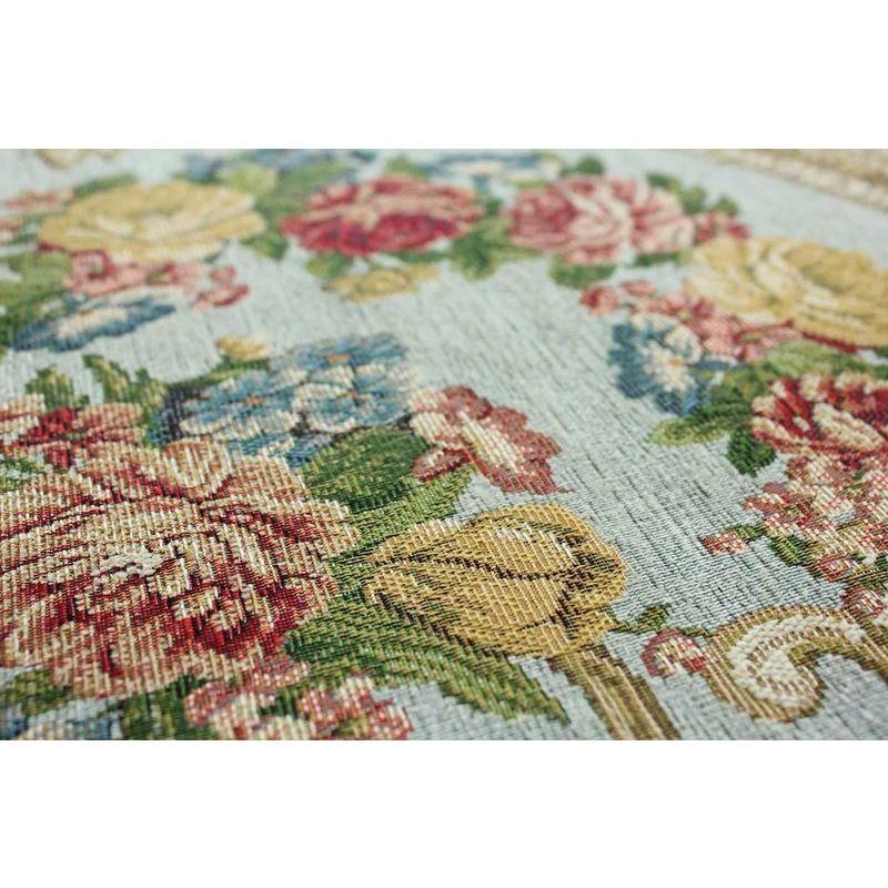サヤンサヤン 花柄 ラグマット アルダ 200x250 3畳 パステルブルー ゴブラン織 花柄 ラグマット アルダ 200x250 3畳 パステルブルー ゴブラン織 約