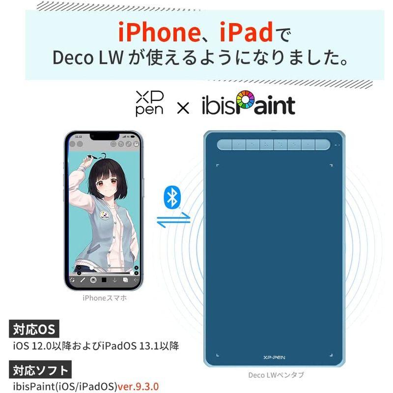 XPPen ペンタブ Deco LW ワイヤレス Bluetooth対応 板タブ ペンタブレット 10x6インチ X3チップ搭載ペン付 傾き 10x6インチ ペンタブ Deco LW ワイヤレス Bluetooth対応 板タブ ペンタブレット X3チップ搭載ペン付 傾き