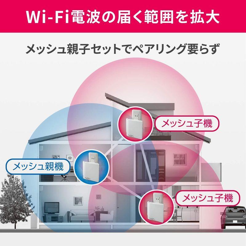 IODATA メッシュWiFi 無線LAN ルーター 11ac Wi-Fi 867+400Mbps 子機2台 コンセント直付け IPv6 3 1