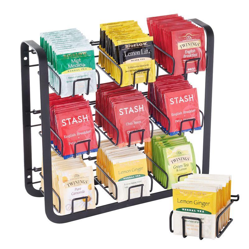 NHZ ティーバッグホルダー ステンレススチール 3段、ティーバッグオーガナイザー用ティーホルダー180以上のティーバッグ収納キャビネットと