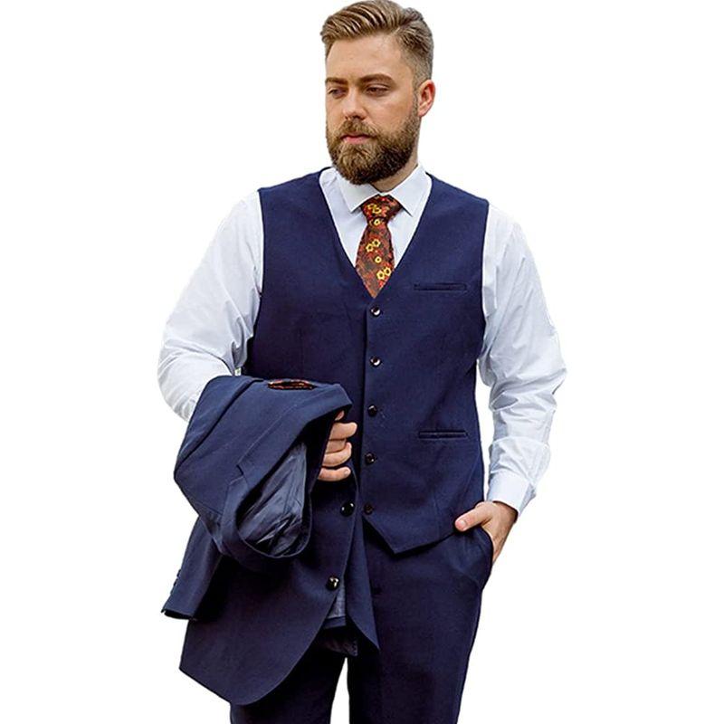 本格派ま！メンズ スーツ 大きいサイズ ビジネス無地 スリーピース