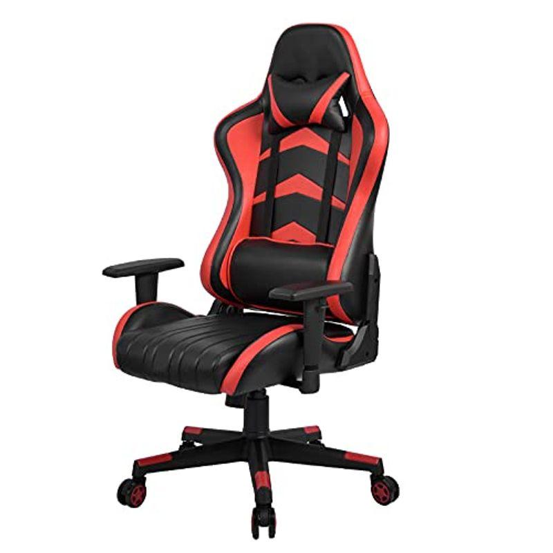 ゲーミングチェア オフィスチェア 疲れない椅子 170°ロッキング アームレスト 高さ調整機能 耐重180kg 静音 PUキャスター リクラ