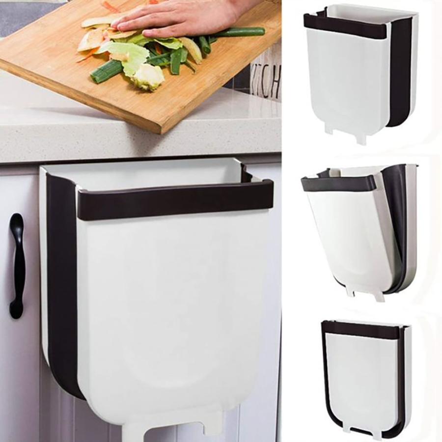 【折り畳み式】キッチン ゴミ箱 ポリ袋ホルダー付き ぶら下げ型のごみ箱 大容量8L 省スペース | 
