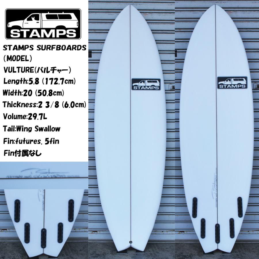 STAMPS SURFBOARDS(スタンプスサーフボード) VULTURE(バルチャ) 5.8(172.7cm) futures.5FIN WING SWALLOW TAIL｜oceandr｜02