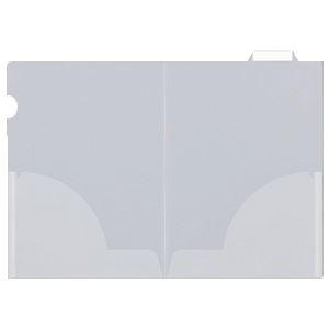 （まとめ） ニックス インデックス付クリアホルダー A4（見開きA3） 二つ折アッパーインデックス付 MS-ICH-UWA4 1パック（10枚） 〔×10セット〕