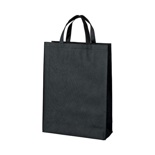 まとめ）スマートバリュー 不織布手提げバッグ中10枚ブラックB451J-BK〔×5セット〕 袋