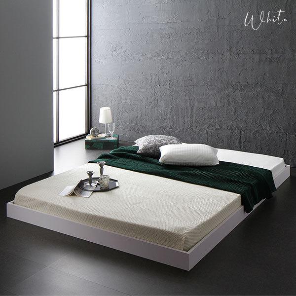 新商品通販 ベッド 低床 ロータイプ すのこ 木製 コンパクト ヘッドレス シンプル モダン ホワイト セミダブル ベッドフレームのみ