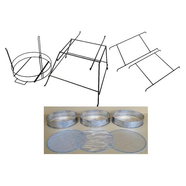 らくらく土フルイセット 本体/アミ３枚/スタンド 〔37cm用〕 スチール 日本製 〔園芸 ガーデニング用品〕 らくらく土フルイセット 本体/アミ３枚/スタンド スチール 日本製 〔園芸 ガーデニング用品〕