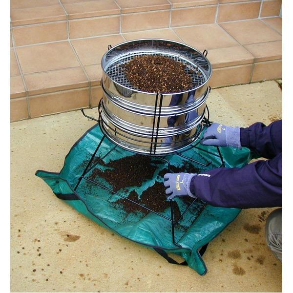 らくらく土フルイセット 本体/アミ３枚/スタンド 〔37cm用〕 スチール 日本製 〔園芸 ガーデニング用品〕 らくらく土フルイセット 本体/アミ３枚/スタンド スチール 日本製 〔園芸 ガーデニング用品〕