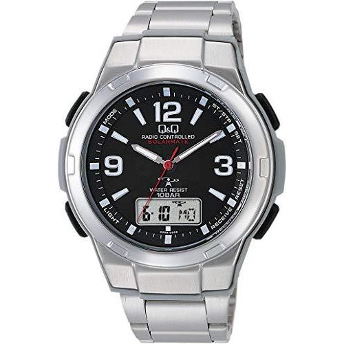 超爆安  [シチズン Q&Q] 腕時計 アナログ 電波 ソーラー 防水 日付 メタルバンド MD08-205 メンズ ブラック 腕時計
