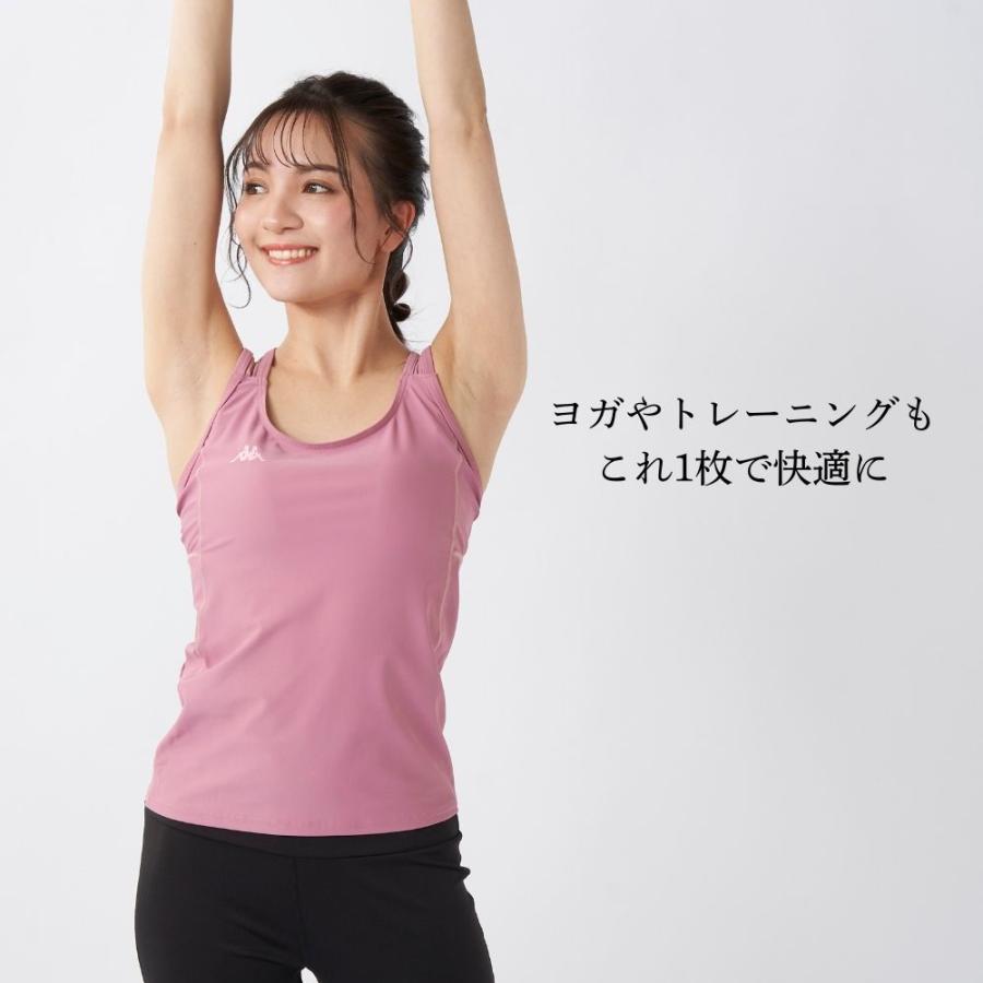 キャミソール カップ付き スポーツブラ インナー 下着 レディース タンクトップ ノンワイヤー ランニング スポブラ ヨガブラ  レディース Kappa 215904 | Kappa | 01