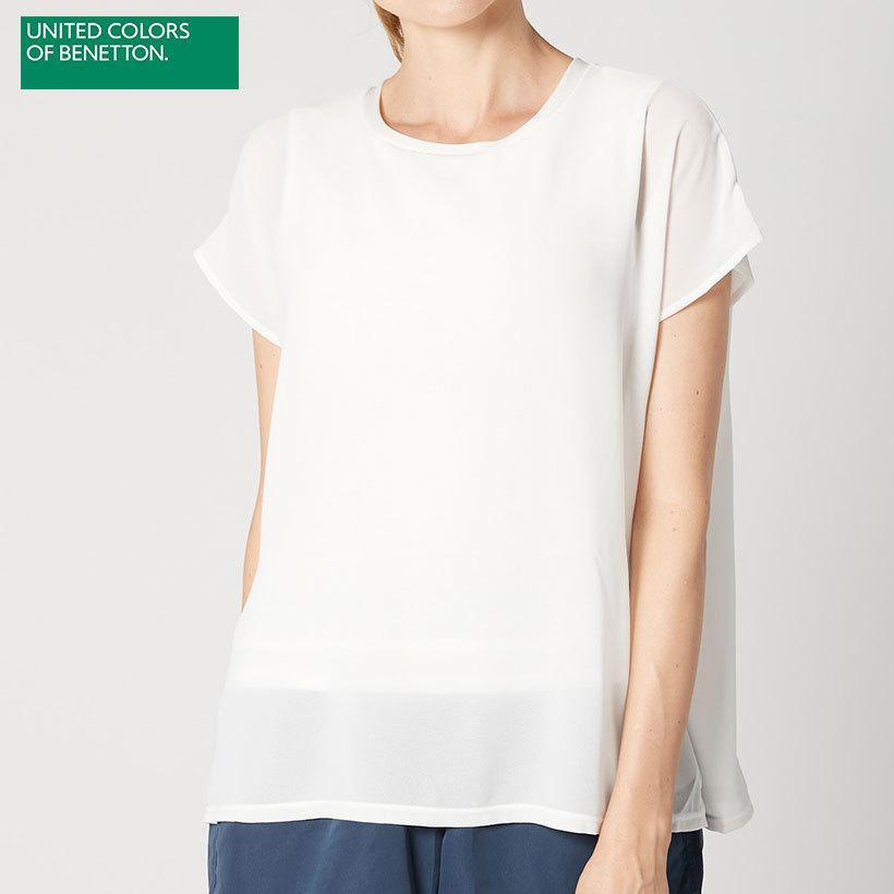 レディース カップ付きｔシャツ 水陸両用 リゾートウエアー Benetton ベネトン シフォン切替シアーデザインｔシャツ ホワイト 28クリアランスセール Oceanweb Paypayモール店 通販 Paypayモール