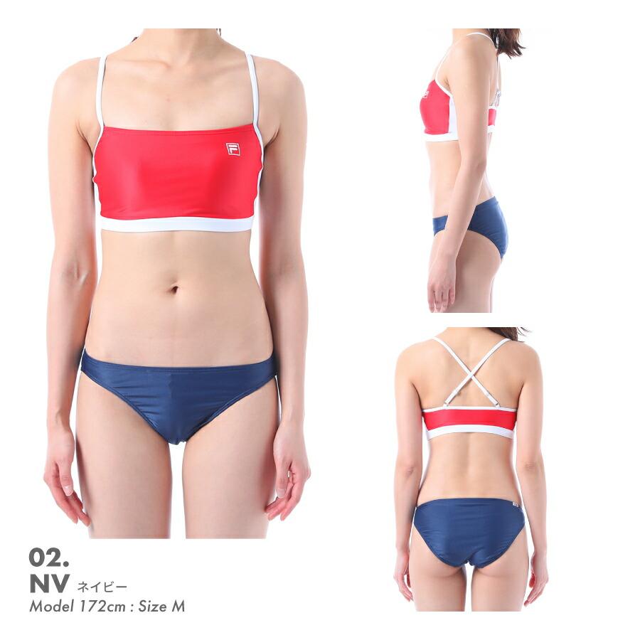 FILA（フィラ） レディース 水着 4点セット ロゴTシャツ ブラック