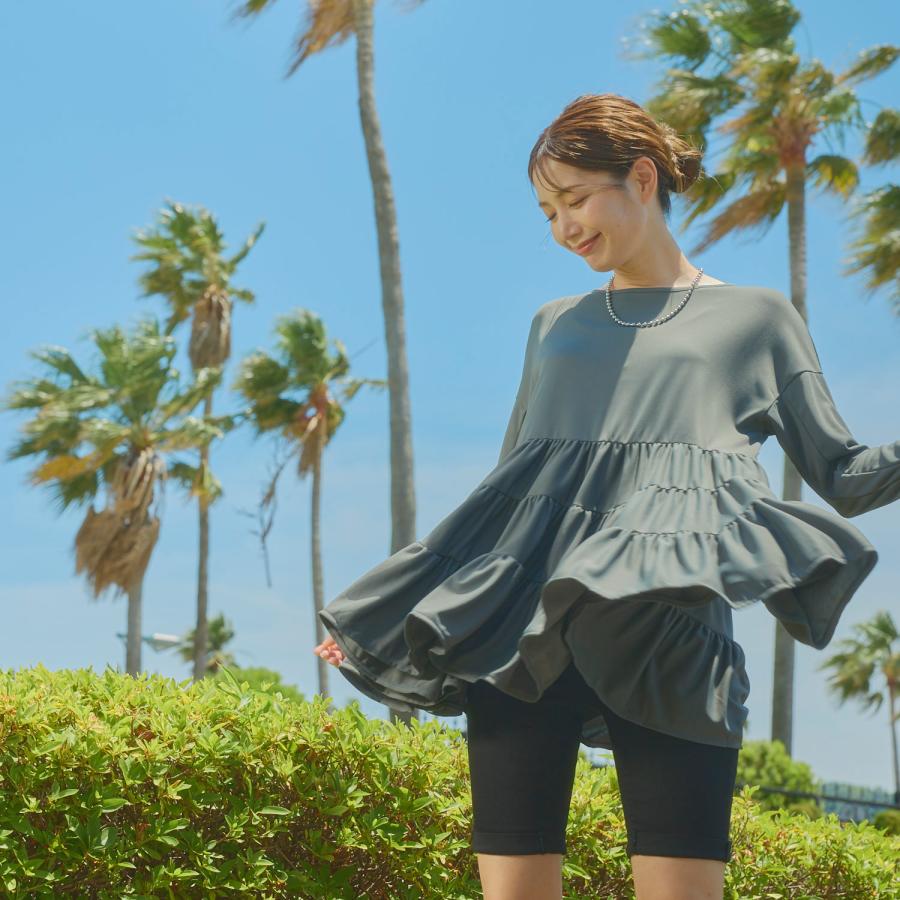 ラッシュガード レディース UVカット 体型カバー フリル ルームウェア