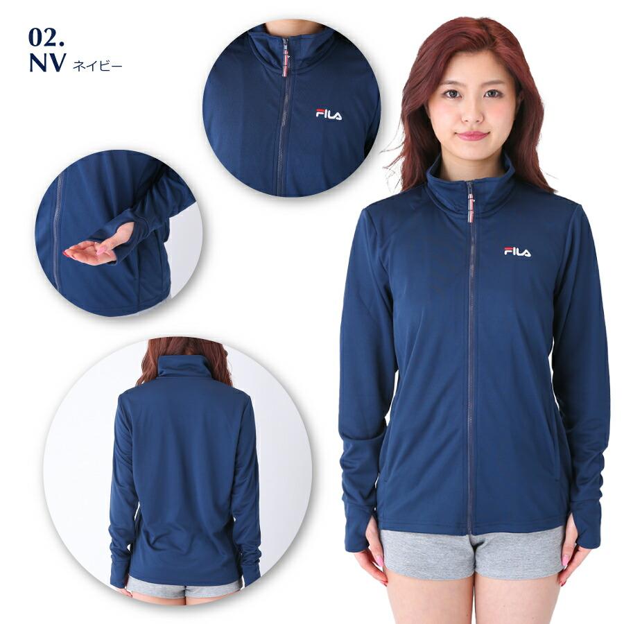FILA ネイビー ジップアップジャケット FILA レディース ジャケット ジップアップ フィットネス UVケア